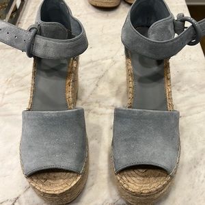 Marc fisher ltd light blue suede sandal wedge 7.5